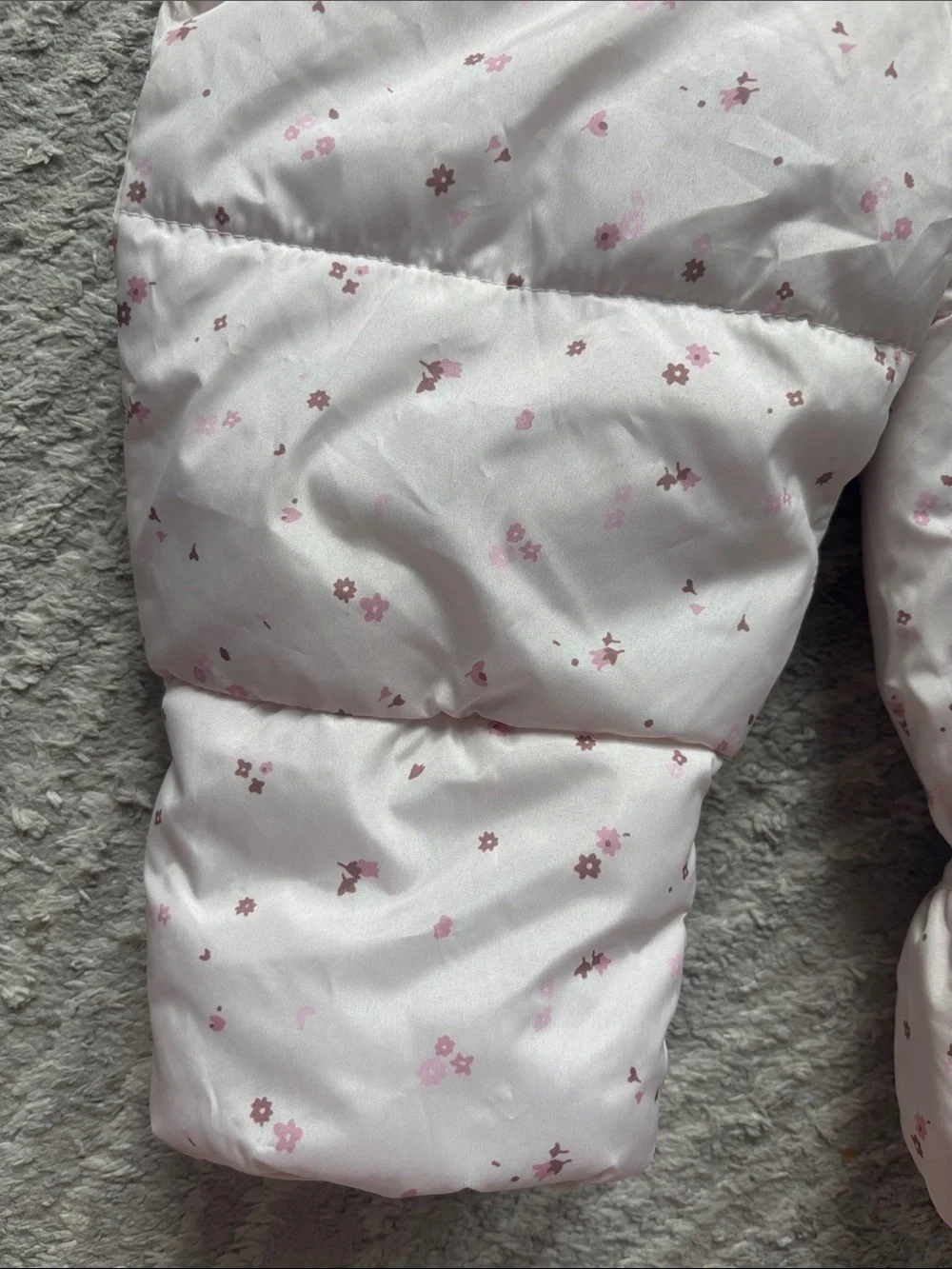 Gap Baby Pink Floral Puffer Snowsuit with Hood - 12-18 months